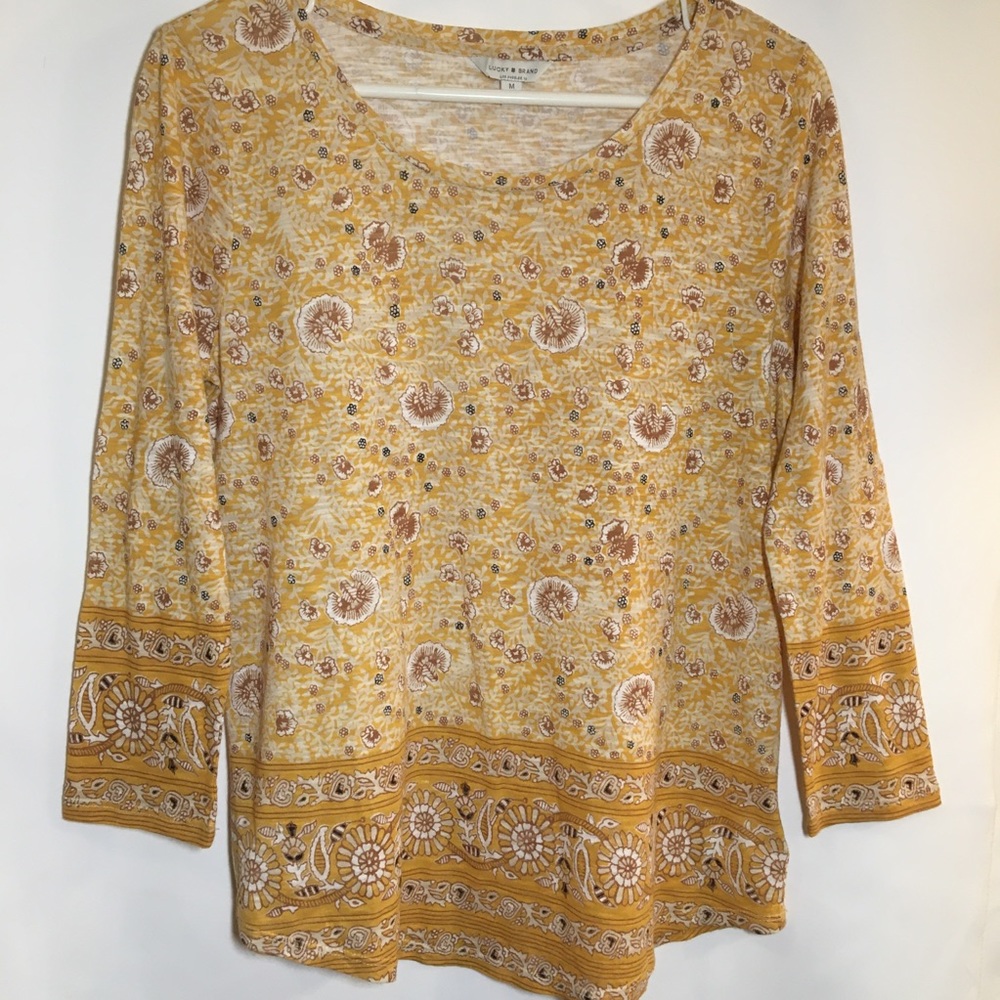 LUCKY BRAND COTTON 3/4 L SLEEVE TOP -NWT-Sz Medium